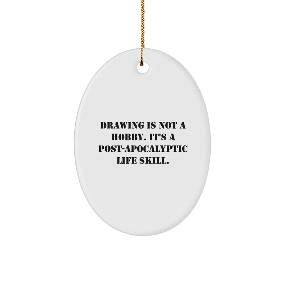 Funny Drawing Gifts for Friends and Family, Oval Ornament with Sublimation Printing, Unique Christmas Decorations from Friends - Image 1