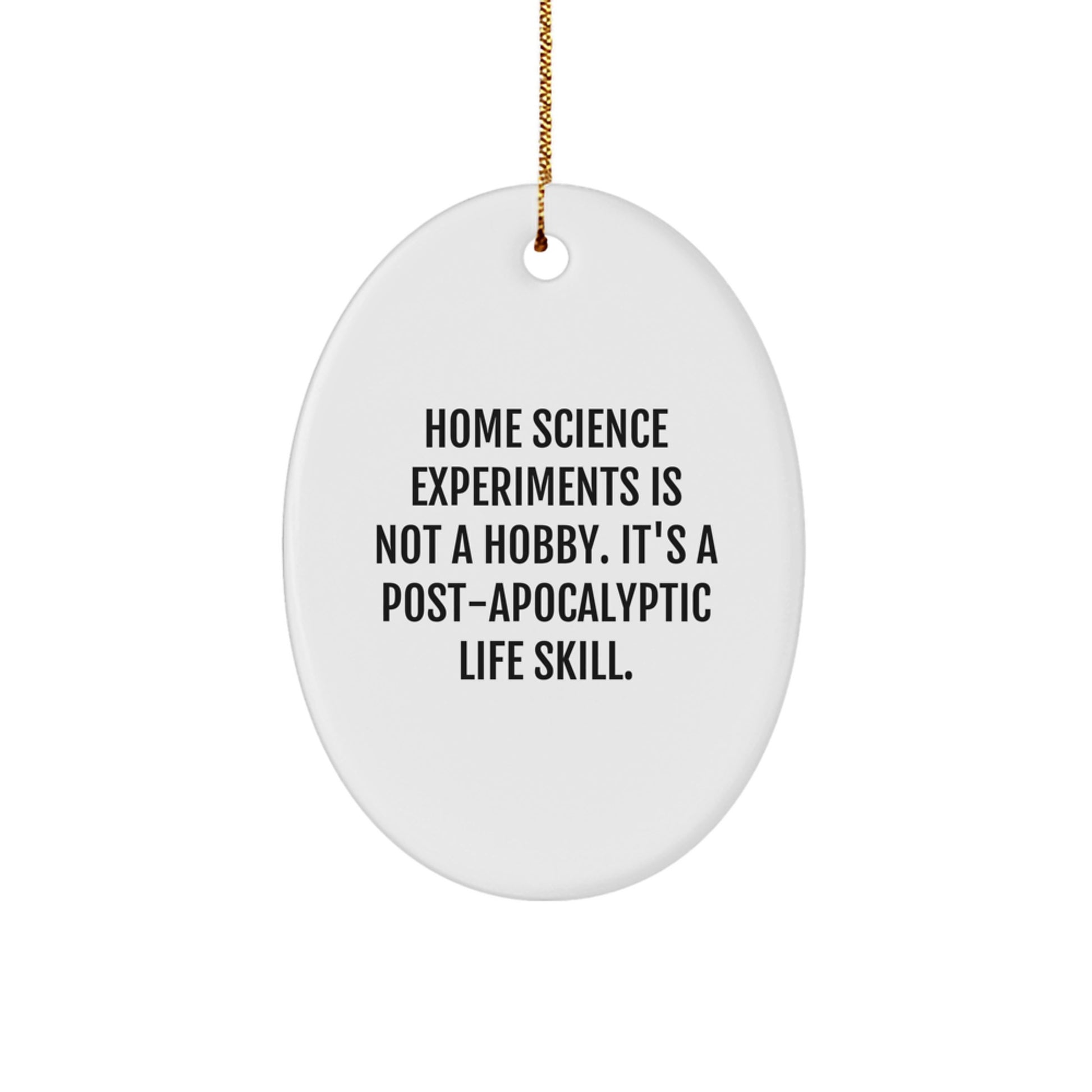 Funny Home Science Experiments Gifts for Men, Oval Ornament with Inspirational Quote Home Science Experiments Is Not A Hobby. It's A Post-apocalyptic Life Skill., Christmas Unique Gifts from Friends - Image 1