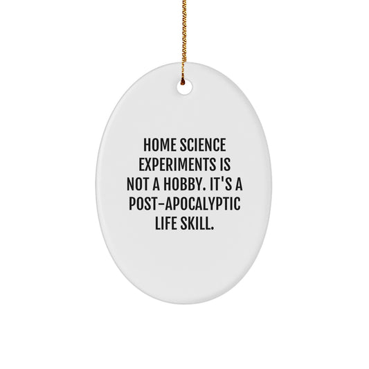 Funny Home Science Experiments Gifts for Men, Oval Ornament with Inspirational Quote Home Science Experiments Is Not A Hobby. It's A Post-apocalyptic Life Skill., Christmas Unique Gifts from Friends - Image 1