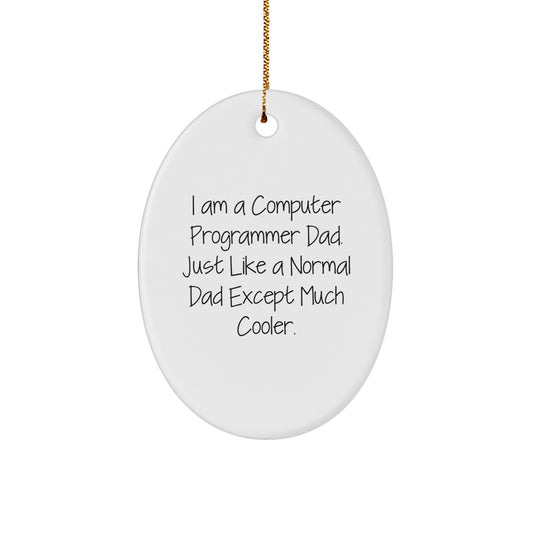Computer Programmer Dad Gifts for Men Oval Ornament Funny Quote, Oval Shaped, White Color, Perfect for Christmas Unique Gifts from Family - Image 1