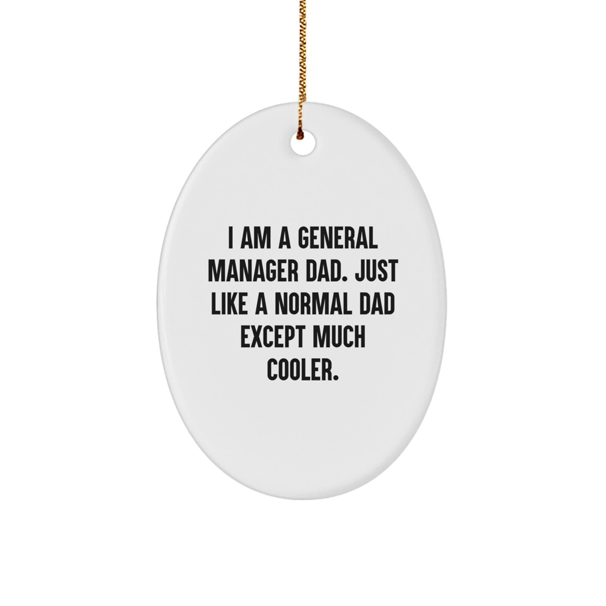 General Manager Christmas Unique Gifts from Dad - Oval Shaped Ornament for General Manager Men, Funny Quote, Christmas Unique Gifts - Image 1
