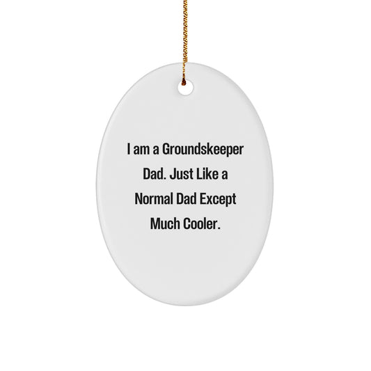 Gifts from Family for groundskeeper Dad - Funny Oval Ornament for Christmas Unique Gifts - Image 1