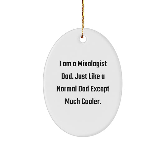 Funny Mixologist Dad Gifts from Family for Christmas Unique Oval Ornaments - Image 1