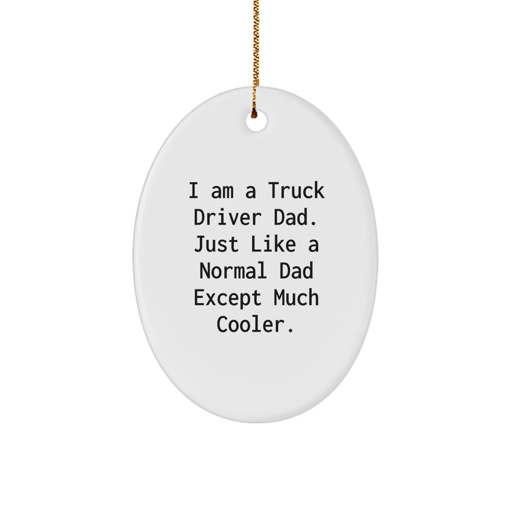 Funny Truck Driver Dad Gifts for Men Oval Ornament Unique Christmas Memorable Presents from Friends Family - Image 1