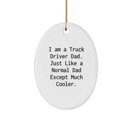 Funny Truck Driver Dad Gifts for Men Oval Ornament Unique Christmas Memorable Presents from Friends Family - Image 1
