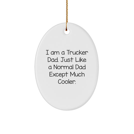 Trucker Dad Gifts, Oval Ornament, Funny Christmas Decorations, Gifts from Men to Trucker Friends and Family - Image 1