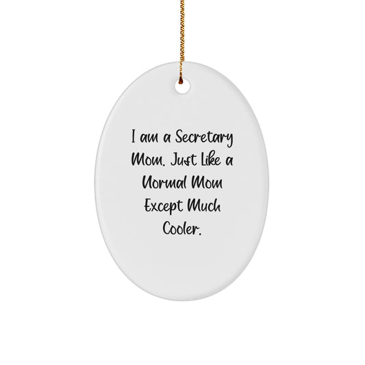 Funny Secretary Mom Oval Ornament Gifts from Friends for Men Women Coworkers Family - Image 1