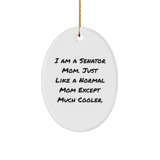 Funny Senator Mom Oval Ornament Gifts from Friends for Senator - Oval Ornament Christmas Unique Gifts - Image 1