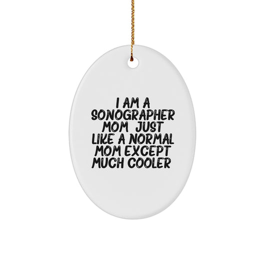 Funny Sonographer Mom Gifts for Christmas Oval Ornament from Friends, Family - Image 1