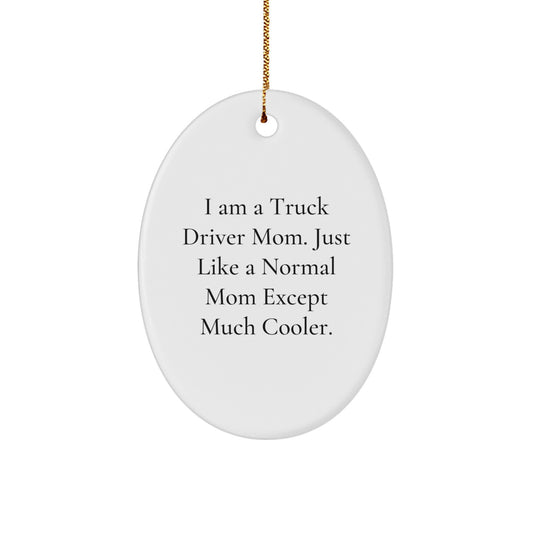 Funny Truck Driver Mom Gifts, Oval Ornament for Truckers, Christmas Unique Presents from Friends, Family, or Coworkers - Image 1