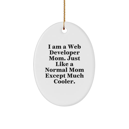 Web Developer Gifts from Men, Funny Oval Ornament for Web Developer Mom, Christmas Unique Gifts - Image 1
