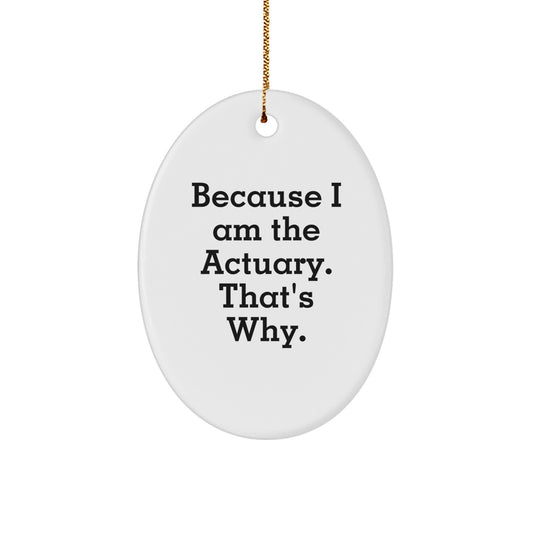 Funny Actuary Gifts - Oval Ornament Because I Am The Actuary. That's Why. Gifts from Family to Actuary Friends - Image 1