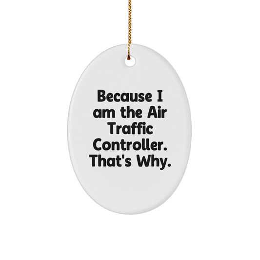 Funny Air Traffic Controller Oval Ornament Gifts from Friends or Family for Christmas Unique - Image 1