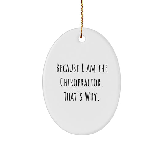 Gifts from Men for Chiropractor Friends - Oval Ornament Because I Am The Chiropractor That's Why - Image 1