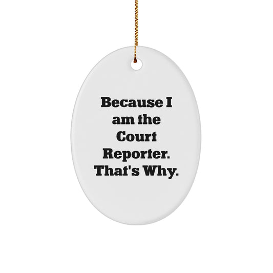 Funny Court Reporter Gifts, Court Reporter Oval Ornament Quote Decor, Oval Shaped MDF with Gold Cord, Gifts from Men to Court Reporter Women Friends Family - Image 1