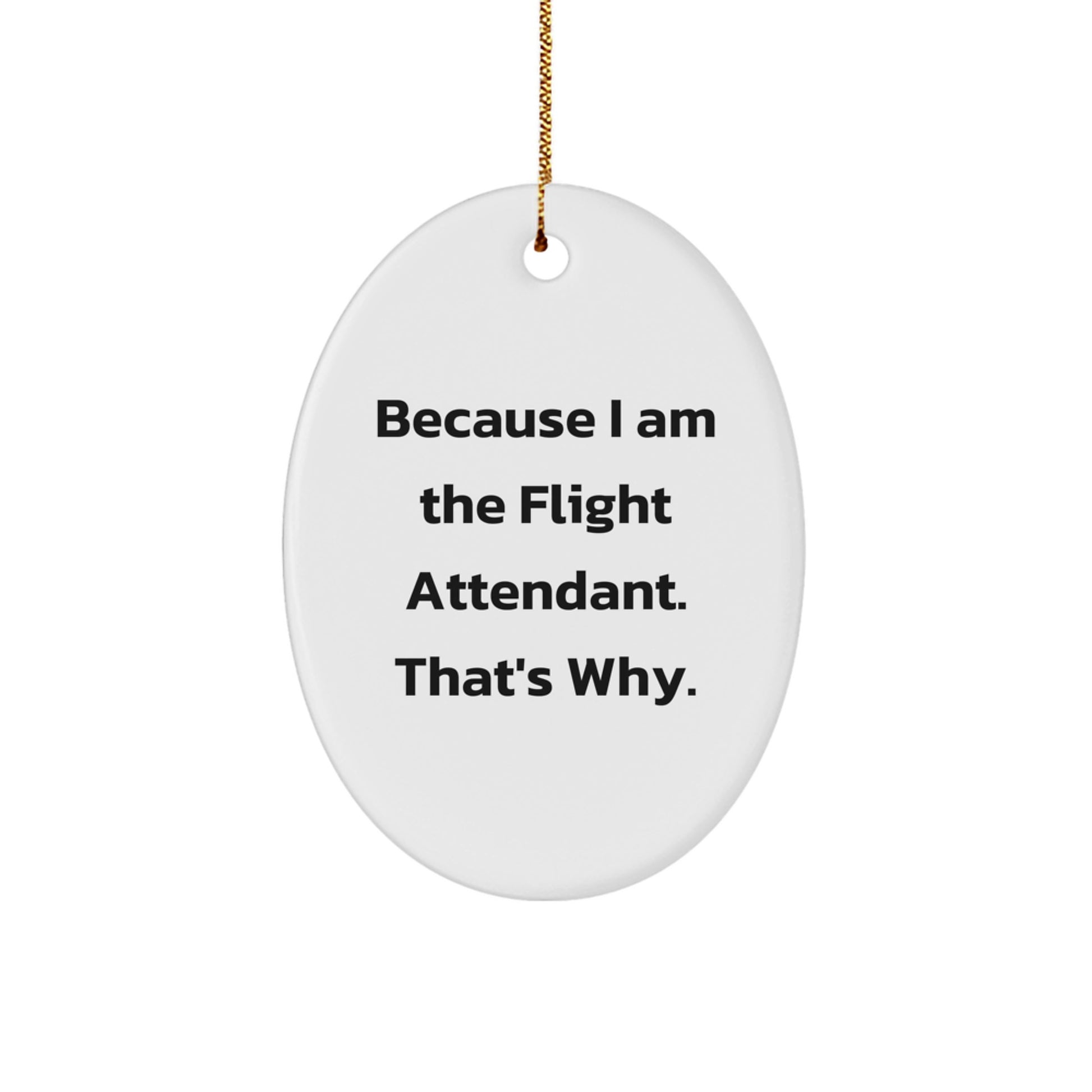 Funny Flight Attendant Gifts from Friends, Christmas Unique Gifts for Flight Attendant, Oval Ornament with Sublimation Printing - Image 1