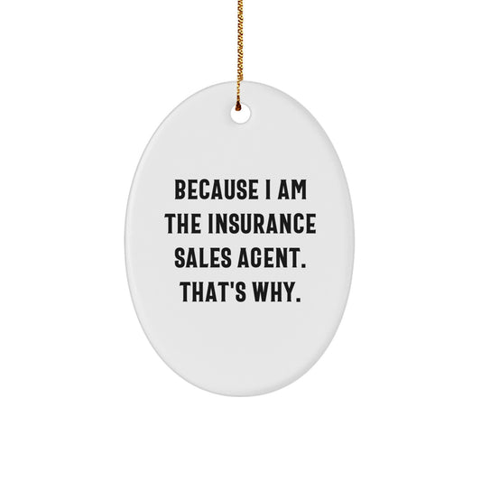 Funny Insurance Sales Agent Oval Ornament Gifts from Family, Friends, Coworkers to Insurance Sales Agent, Men, Women, Unique Christmas Unique Gifts - Image 1
