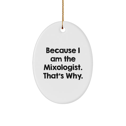 Funny Mixologist Gifts from Men for Friends - Oval Ornament Because I Am The Mixologist - Image 1