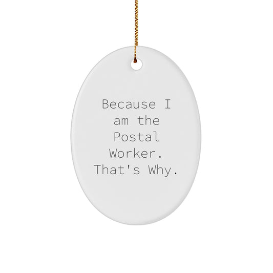 Funny Quote Oval Ornament for Postal Worker Gifts, Postal Worker Oval Decorations, Christmas Unique Gifts from Friends, Coworkers, or Family - Image 1