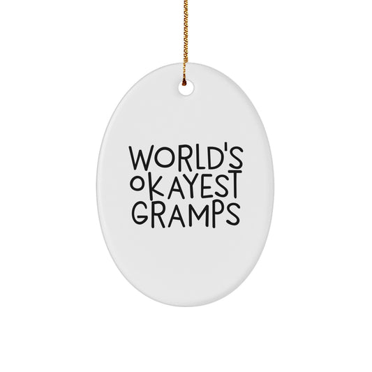 Funny Gramps Oval Ornament, Gifts from Family to World's Okayest Gramps, Unique Christmas Unique Gifts for Men - Image 1
