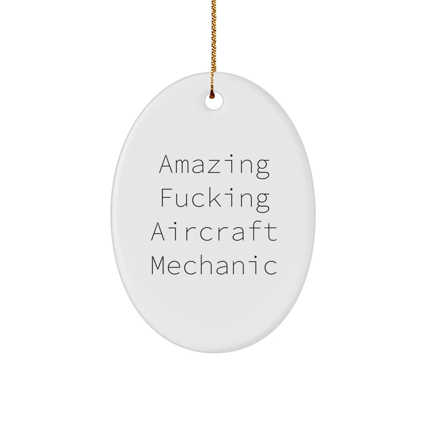 Funny Aircraft Mechanic Christmas Unique Gifts from Friends - Amazing Oval Ornament for Men - Oval Aviation Decor - Image 1