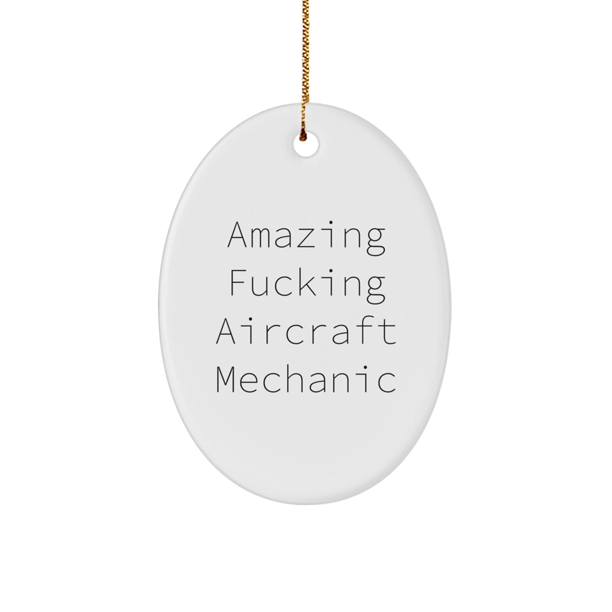 Funny Aircraft Mechanic Christmas Unique Gifts from Friends - Amazing Oval Ornament for Men - Oval Aviation Decor - Image 1