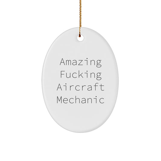 Funny Aircraft Mechanic Christmas Unique Gifts from Friends - Amazing Oval Ornament for Men - Oval Aviation Decor - Image 1