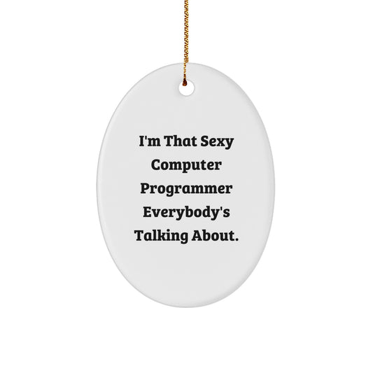 Computer Programmer Oval Ornament Funny Quote Gifts for Men from Friends at Christmas - Image 1