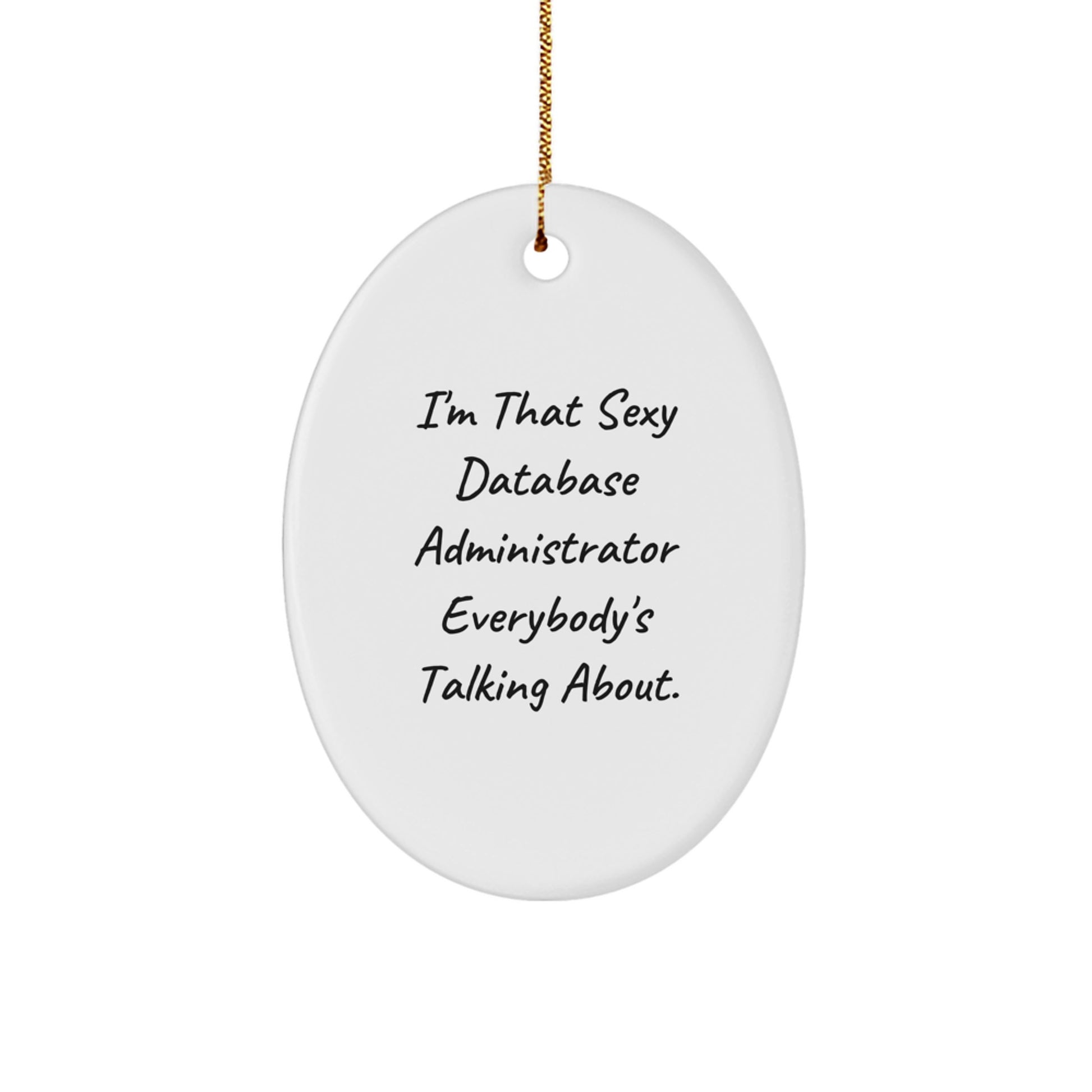 Funny Database Administrator Gifts from Men for Christmas Unique Oval Ornament I'm That 'Sexy' Database Administrator Everybody's Talking About. - Image 1