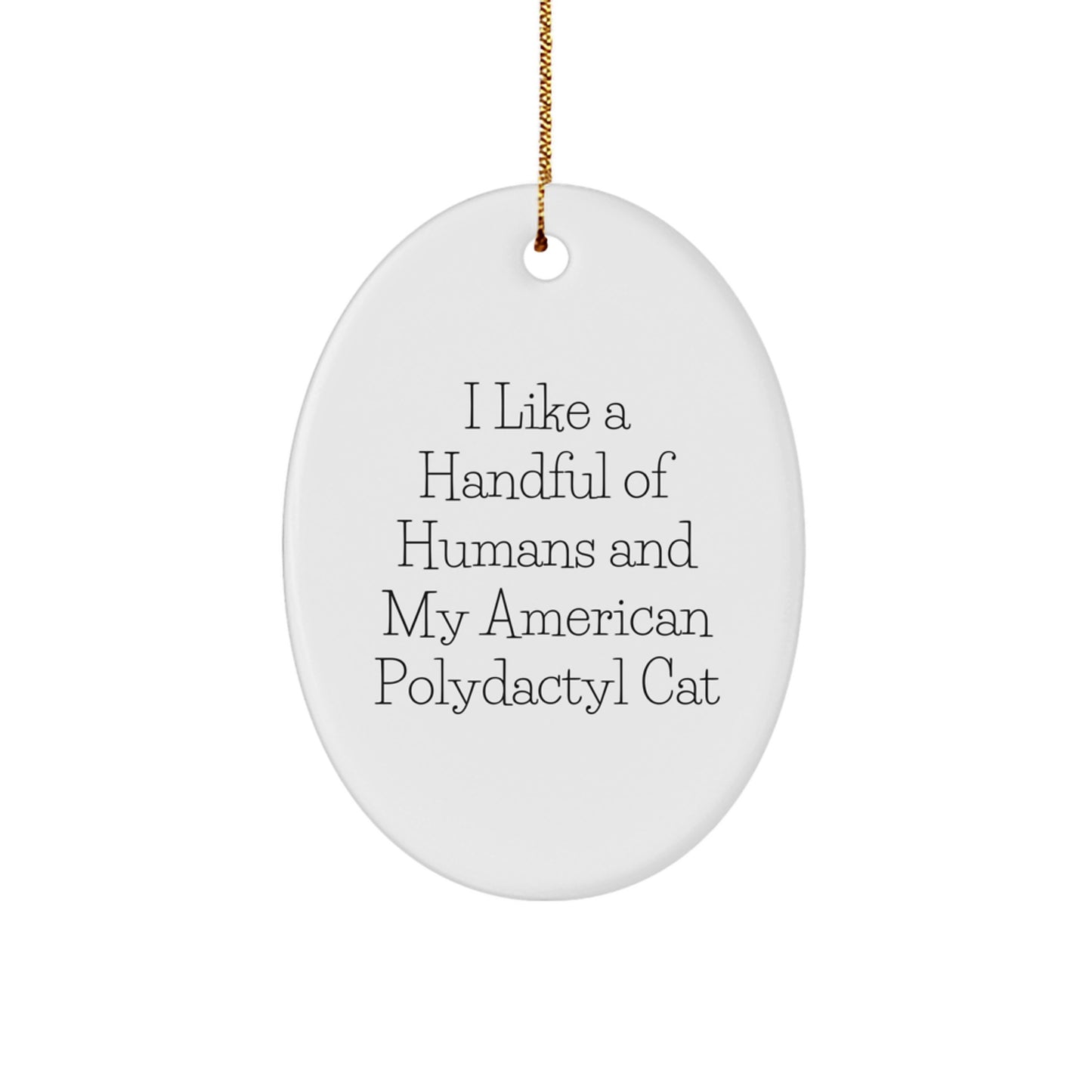 Gifts from Men to Women, Funny American Polydactyl Cat Christmas Unique Gifts, Oval Ornament - Image 1