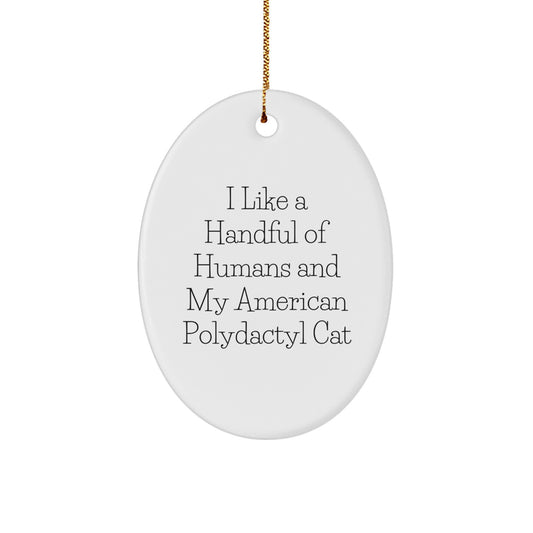 Gifts from Men to Women, Funny American Polydactyl Cat Christmas Unique Gifts, Oval Ornament - Image 1