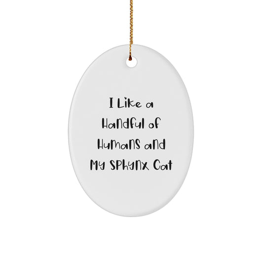 Funny Sphynx Cat Oval Ornament Gifts from Men for Women Friends Family - Cute Sphynx Cat Lover Christmas Unique Gifts - Image 1