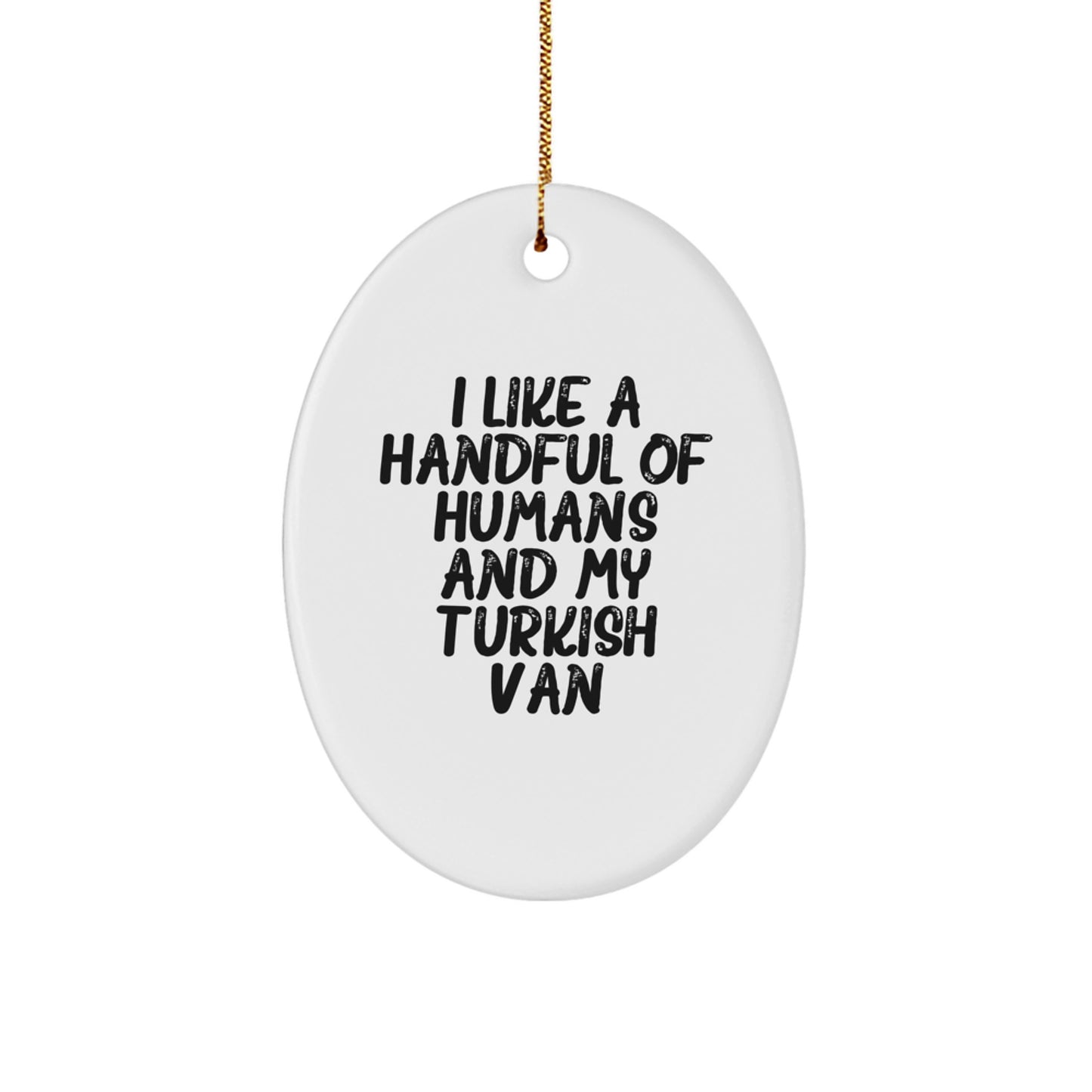 Funny Turkish Van Cat Lover Gifts from Friends or Family - Oval Ornament for Turkish Van Cat Enthusiasts at Christmas - Image 1