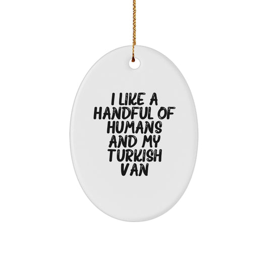 Funny Turkish Van Cat Lover Gifts from Friends or Family - Oval Ornament for Turkish Van Cat Enthusiasts at Christmas - Image 1