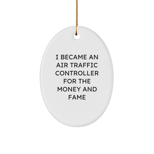 Funny Air Traffic Controller Gifts for Men from Friends and Family - Oval Ornament for Christmas Unique Presents - Image 1