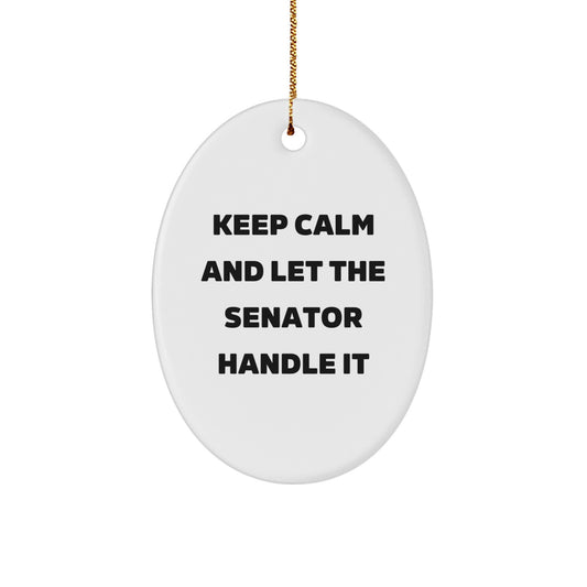 Funny Senator Oval Ornament, Senator Gifts, Christmas Unique Gifts from Friends, Inspirational Quote for Senator - Image 1