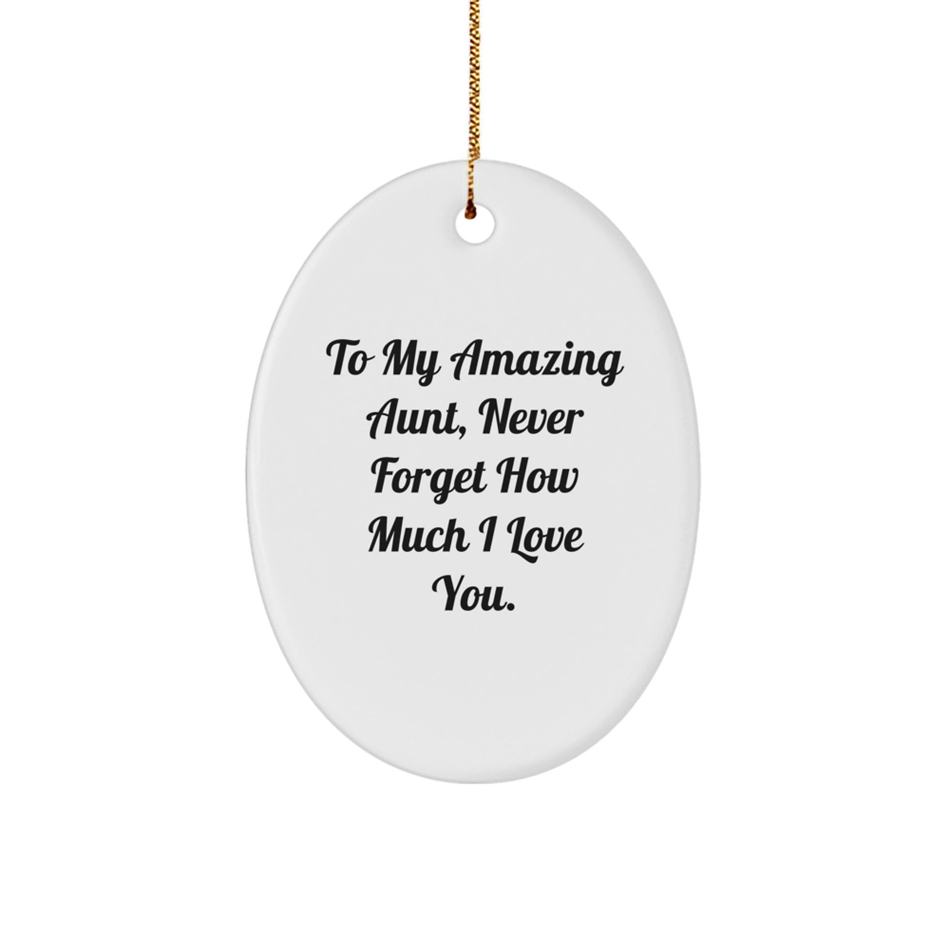 Gifts from Family to My Amazing Aunt, Cute Oval Ornament for Christmas Unique Gifts, Never Forget How Much I Love You. - Image 1