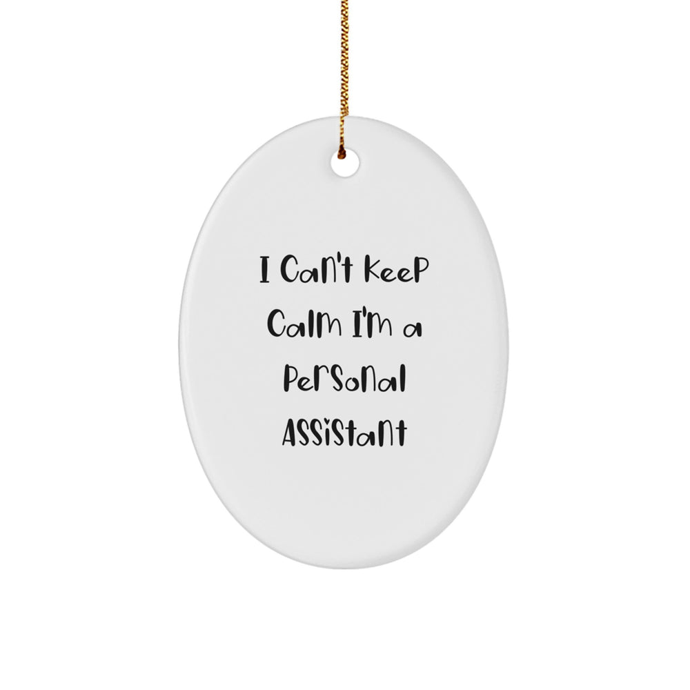 Funny Personal Assistant Gifts from Friends, Oval Ornament 'I Can't Keep Calm I'm A Personal Assistant', Christmas Unique Gifts for Personal Assistant - Image 1