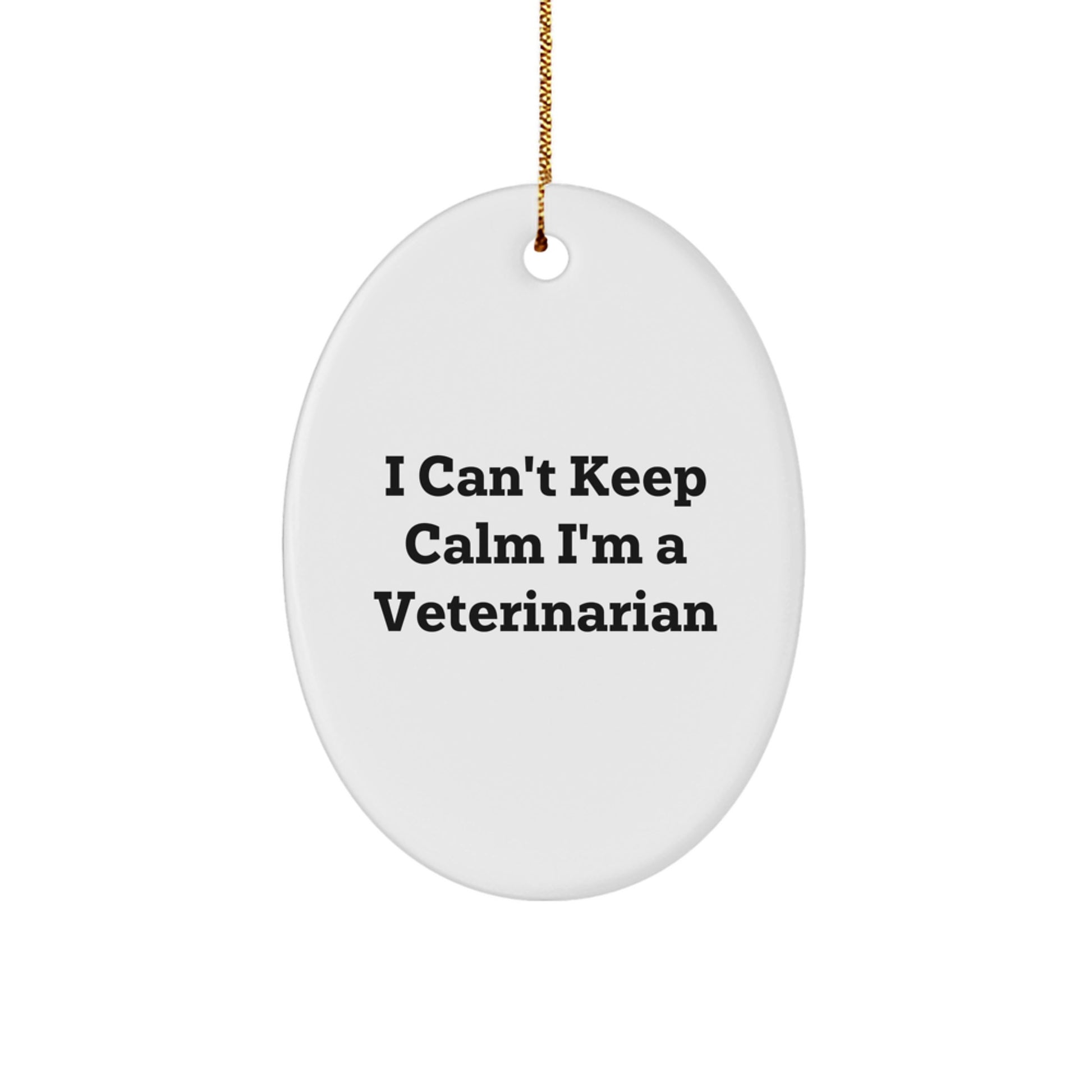 Funny Veterinarian Gifts from Friends for Christmas Unique Oval Ornament I 'Can't Keep Calm' Decor - Image 1