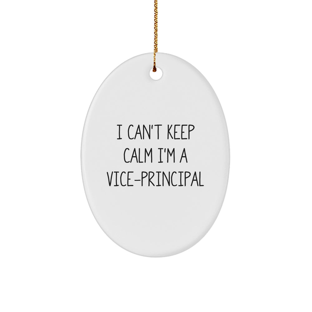 Funny Vice-principal Gifts for Men Oval Ornament I Can't Keep Calm Gifts from Friends for Vice-principal - Image 1