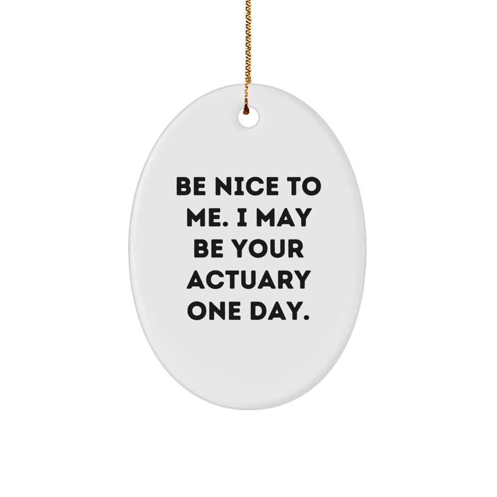 Funny Actuary Oval Ornament Gifts from Men for Actuary Friends and Family at Christmas - Image 1