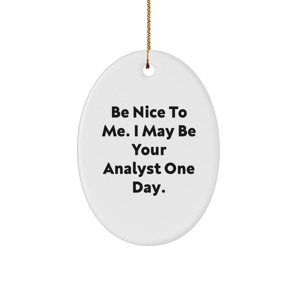 Funny Analyst Gifts, Oval Ornaments for Coworkers, Be Nice To Me I May Be Your Analyst One Day Christmas Unique Gifts from Friends - Image 1