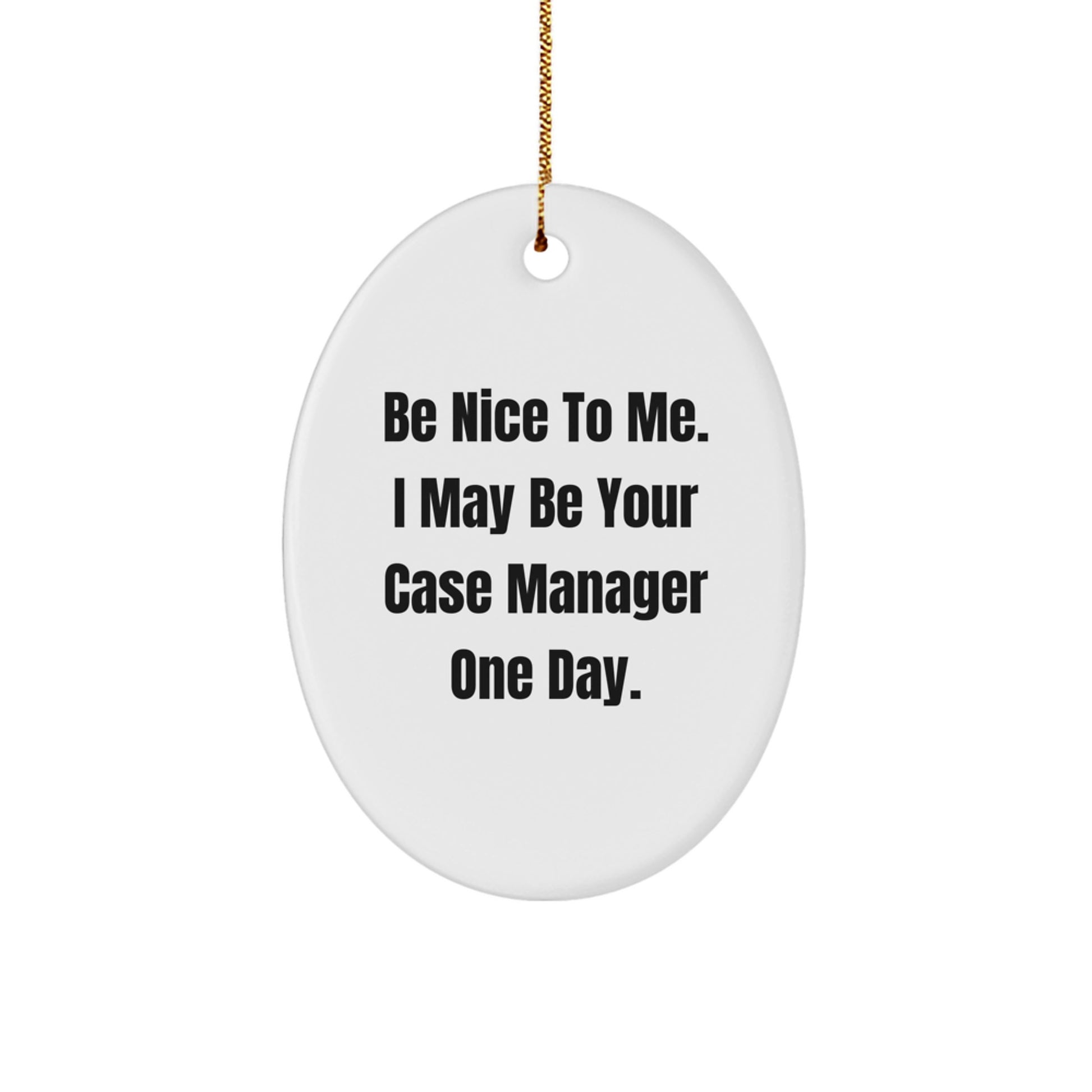 Funny Case Manager Christmas Unique Gifts from Friends for Case Manager Oval Ornament, Be Nice to Me Quote, Oval Shaped Decor - Image 1