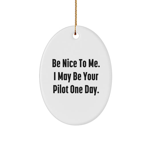 Funny Pilot Oval Ornament Gifts from Friends and Family for Christmas Unique Presents for Men and Women - Image 1
