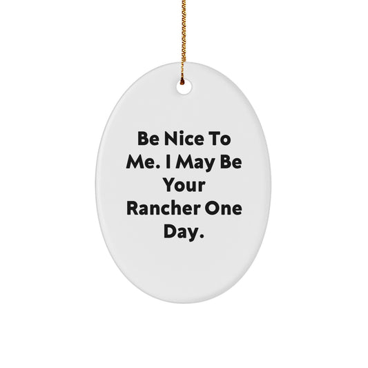 Funny Rancher Gifts for Men - Oval Ornament, Be Nice To Me, Unique Christmas Unique Gift Ideas from Family to Husband - Image 1