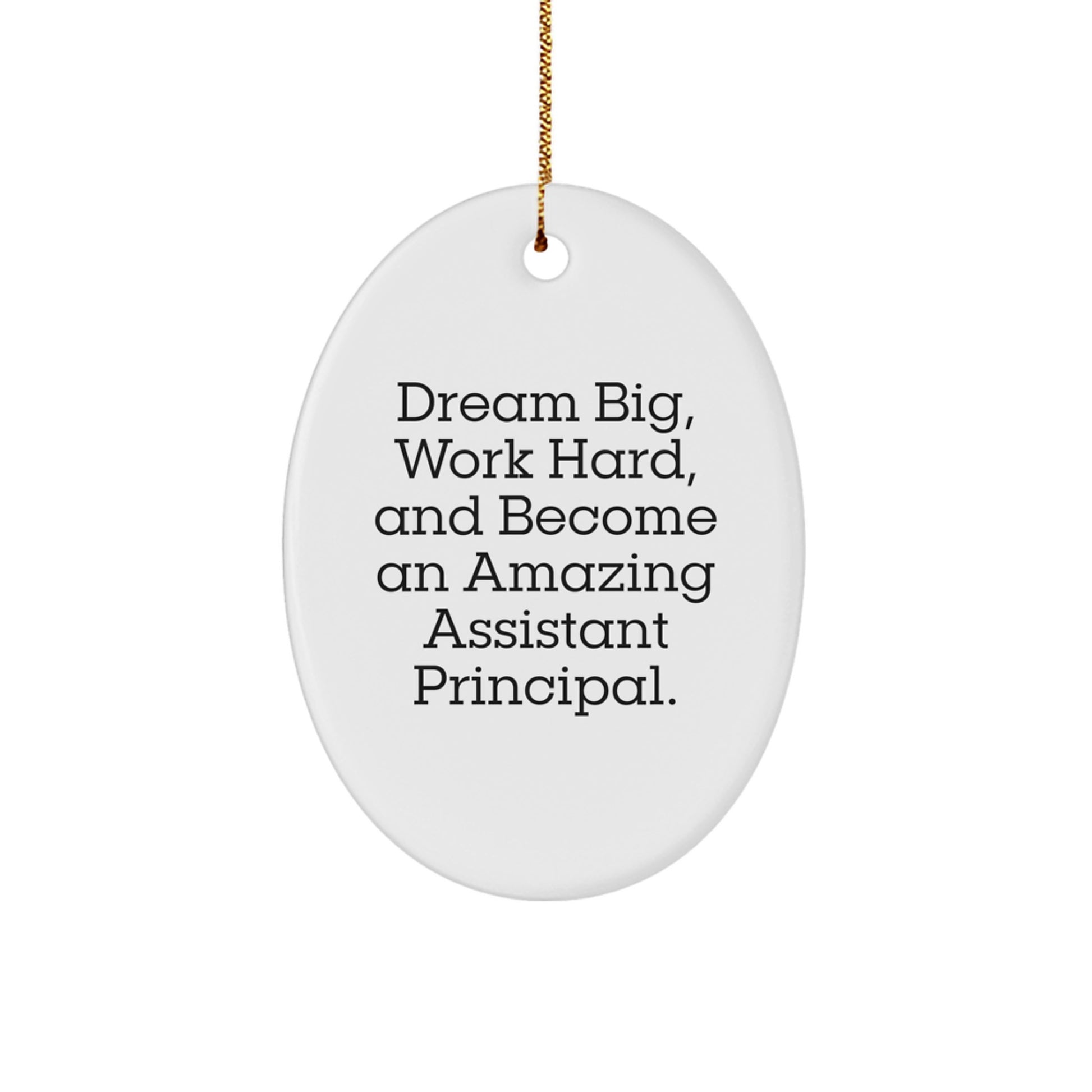 Funny Inspirational Gift for Assistant Principal Friends, Oval Ornament for Christmas Unique Gifts from Family, Friends, Men, Women to Become Amazing Assistant Principal. - Image 1