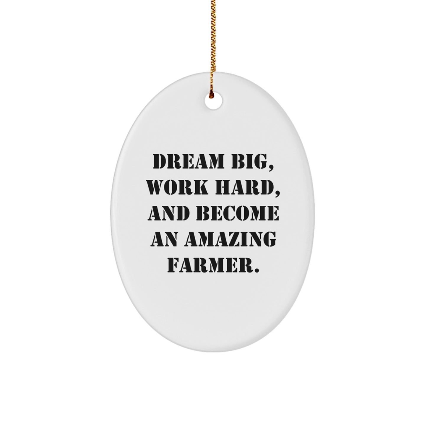 Funny Farmer Gifts from Friends for Christmas Unique Oval Ornament Dream Big - Image 1