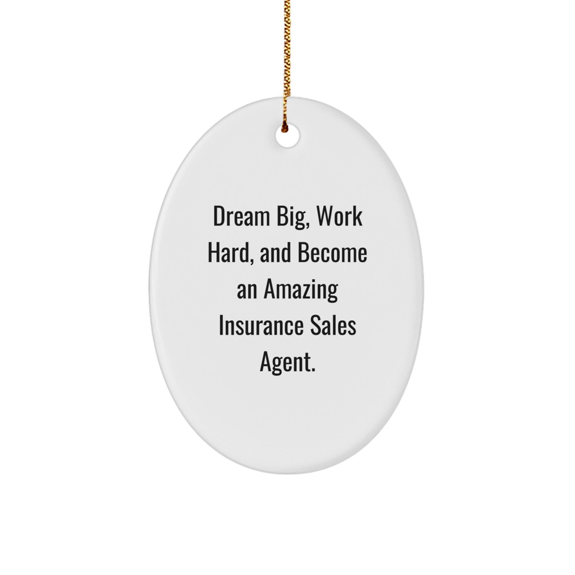Gifts from Family to Insurance Sales Agent Friends - Funny Oval Ornament - Dream Big Work Hard Inspire Christmas Unique Gifts - Image 1