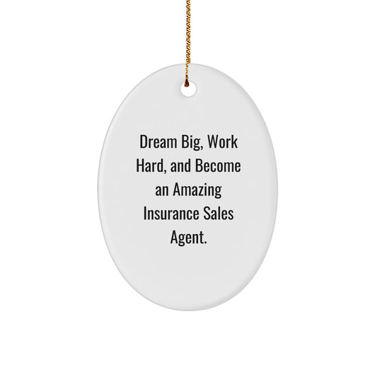 Gifts from Family to Insurance Sales Agent Friends - Funny Oval Ornament - Dream Big Work Hard Inspire Christmas Unique Gifts - Image 1