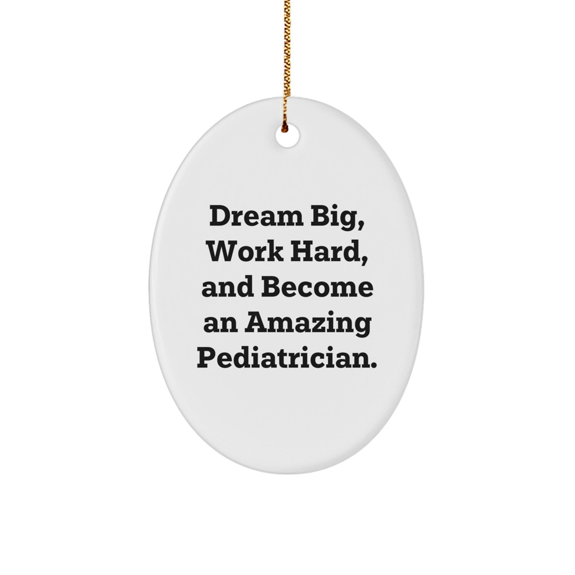 Gifts from Family for Pediatrician - Dream Big Work Hard Oval Ornament, Funny Quote, Christmas Unique Gifts - Image 1